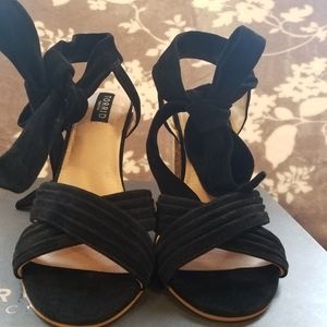 Torrid Genuine Suede Cork Heels in black- 9.5W